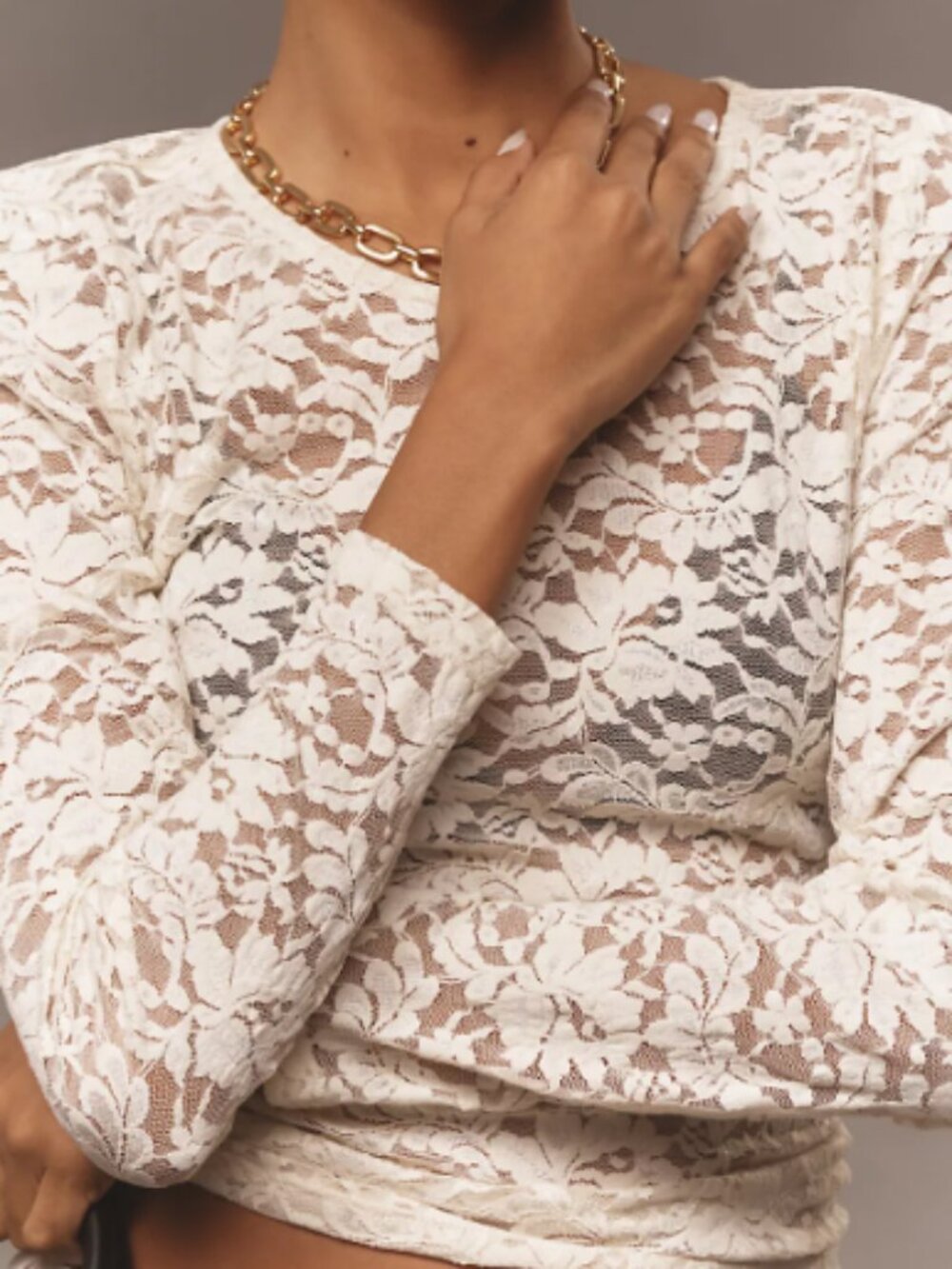Anthropologie NWT Floral Lace Long Sleeve Top Cream Ivory Size Small $58 MSRP